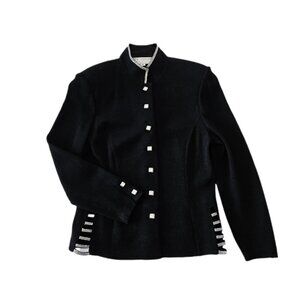 St. John Rhinestone Blazer Jacket Santana Knit Black 10